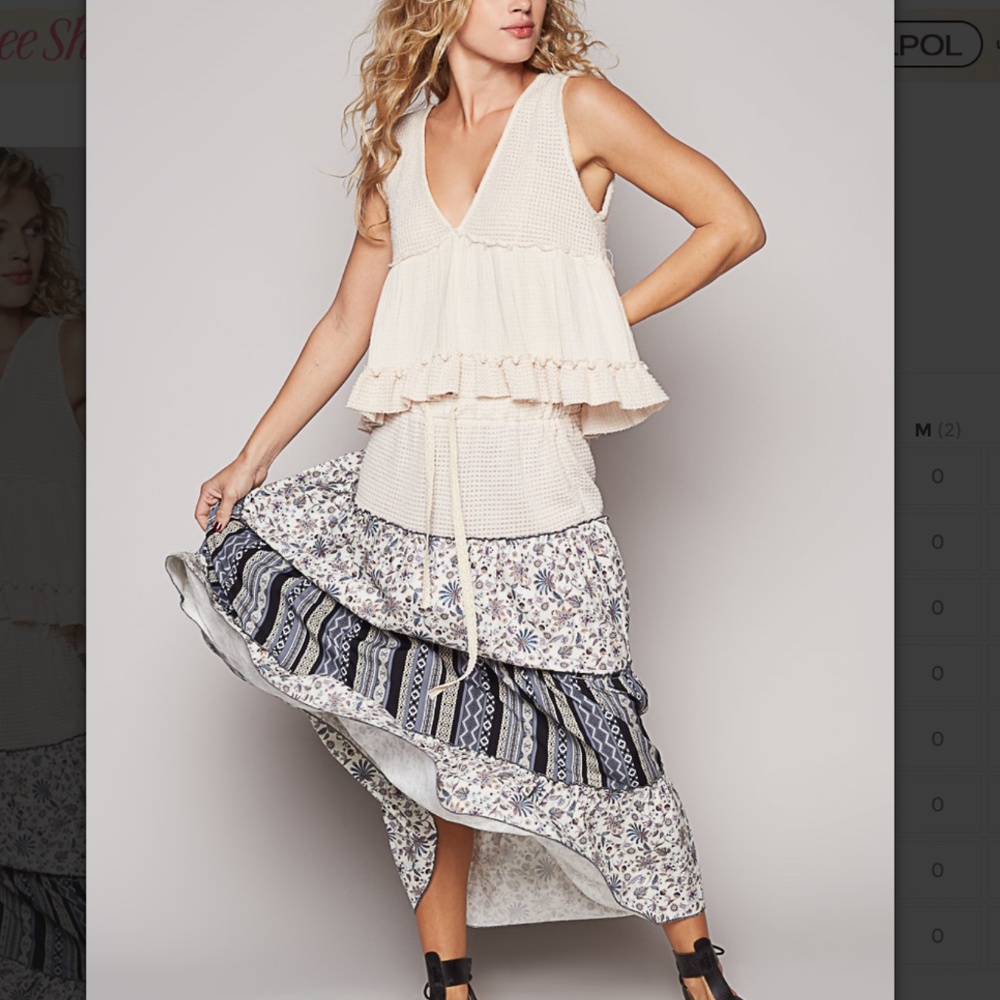 POL Cream Ruffled V-Neck Tank Top - Picture 5 of 5